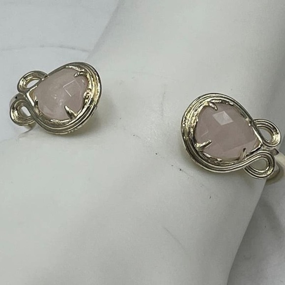 Kendra Scott Andy Rose Quartz Gold Plated Cuff Bracelet - Picture 1 of 12
